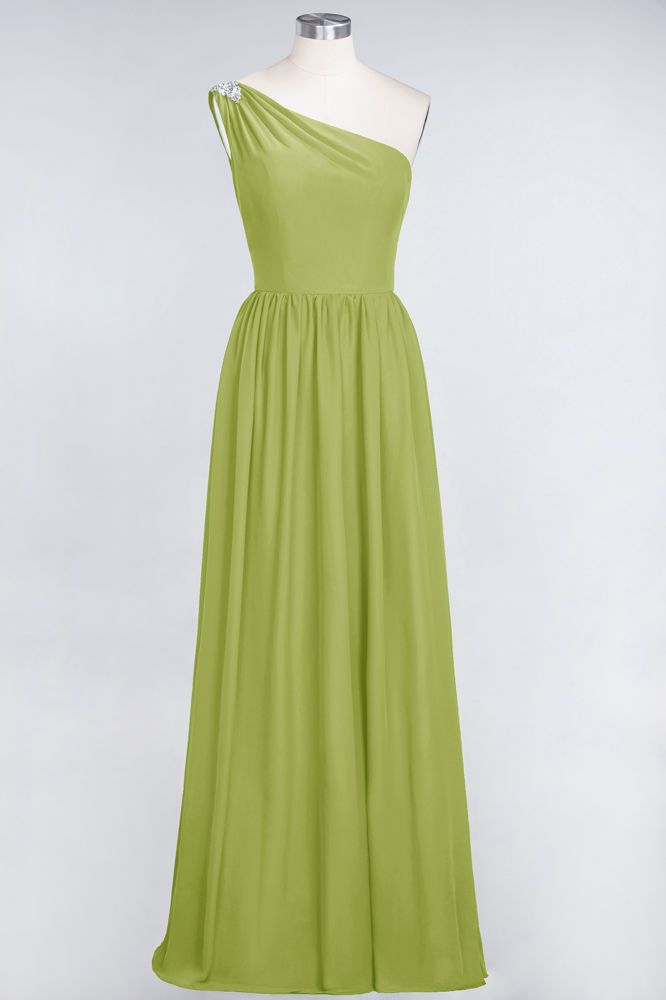 MISSHOW offers A-Line One-Shoulder Beadings Sleeveless Ruffles Bridesmaid Dress Floor Length Maid of Honor Dress at a good price from Misshow