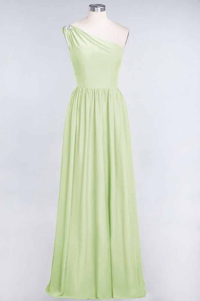 MISSHOW offers A-Line One-Shoulder Beadings Sleeveless Ruffles Bridesmaid Dress Floor Length Maid of Honor Dress at a good price from Misshow