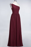 MISSHOW offers A-Line One-Shoulder Beadings Sleeveless Ruffles Bridesmaid Dress Floor Length Maid of Honor Dress at a good price from Misshow