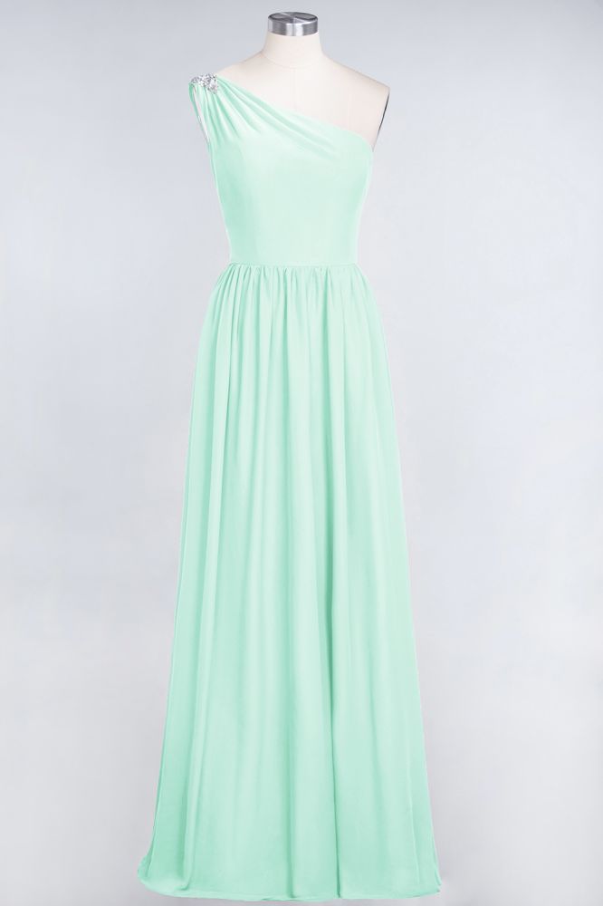 MISSHOW offers A-Line One-Shoulder Beadings Sleeveless Ruffles Bridesmaid Dress Floor Length Maid of Honor Dress at a good price from Misshow