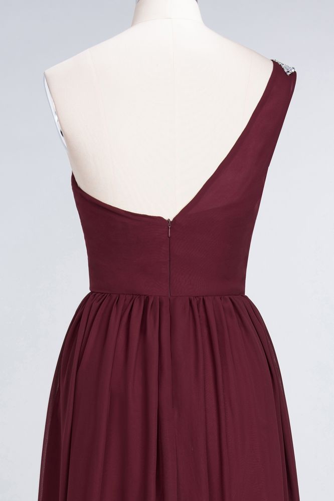 MISSHOW offers A-Line One-Shoulder Beadings Sleeveless Ruffles Bridesmaid Dress Floor Length Maid of Honor Dress at a good price from Misshow