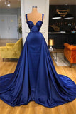 A-line Royal Blue Fashion Elegant Sexy Long Satin Prom Dresses-misshow.com
