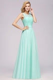 A-Line Ruffles Bridesmaid Dress Lace Scalloped Sleeveless Floor-Length Wedding Party Dress