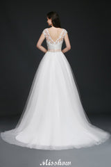 MISSHOW offers gorgeous White,Ivory Scoop party dresses with delicately handmade Lace,Ribbons in size 0-26W. Shop Floor-length prom dresses at affordable prices.