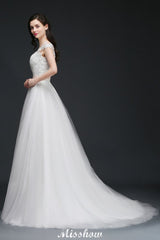 MISSHOW offers gorgeous White,Ivory Scoop party dresses with delicately handmade Lace,Ribbons in size 0-26W. Shop Floor-length prom dresses at affordable prices.
