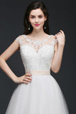 MISSHOW offers gorgeous White,Ivory Scoop party dresses with delicately handmade Lace,Ribbons in size 0-26W. Shop Floor-length prom dresses at affordable prices.