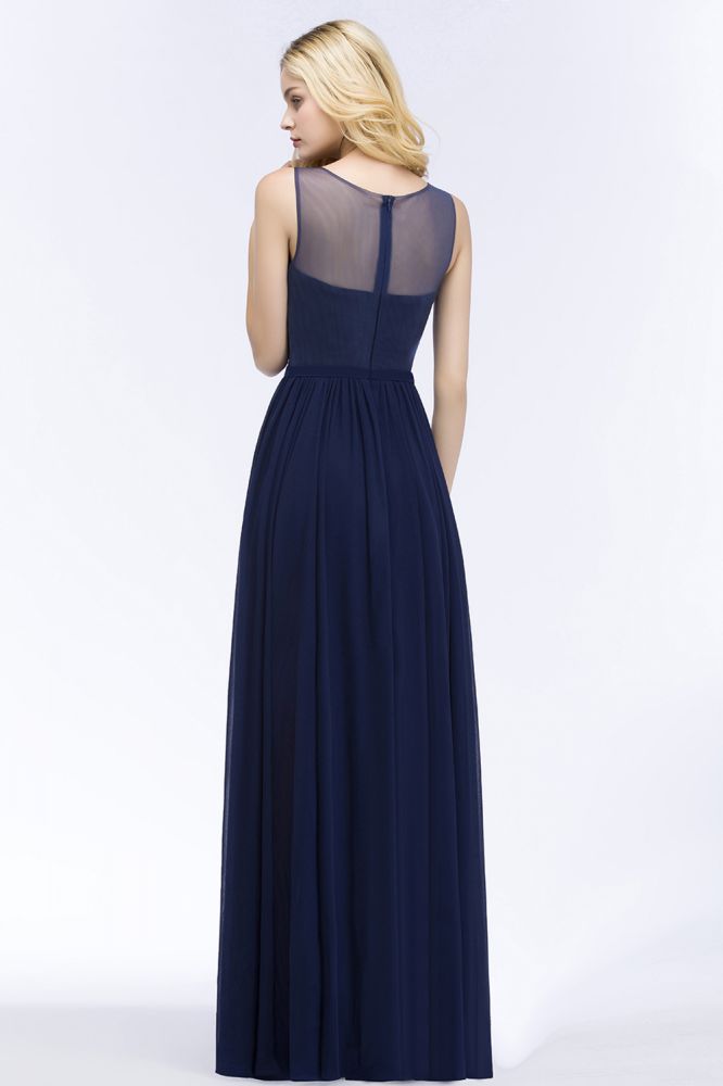 MISSHOW offers A-line Scoop Neck Bridesmaid Dress Chiffon Appliques Floor-Length Evening Maxi Gown Sleeveless at a good price from Misshow