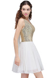 MISSHOW offers gorgeous White Scoop party dresses with delicately handmade Sequined in size 0-26W. Shop Mini prom dresses at affordable prices.