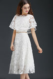 A-line Short Lace Crystal Homecoming Dress
