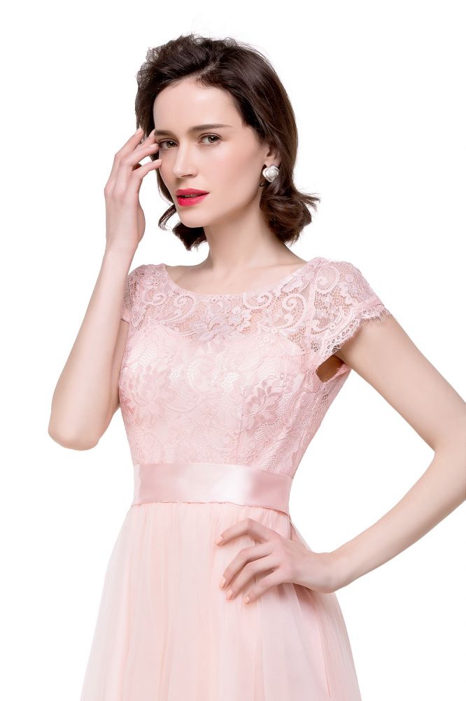 A-line Short Sleeve Chiffon Bridesmaid Dresses with Ribbon Bow Sash | MISSHOW misshow.com A-line Short Sleeve Chiffon Bridesmaid Dresses with Ribbon Bow Sash | MISSHOW misshow.com
