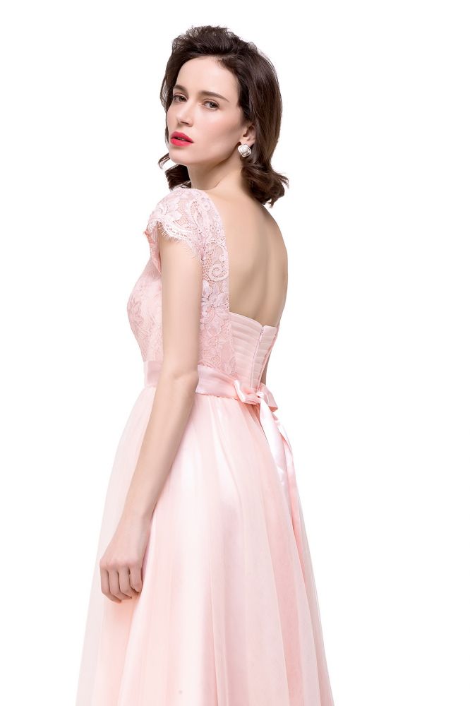 A-line Short Sleeve Chiffon Bridesmaid Dresses with Ribbon Bow Sash | MISSHOW misshow.com A-line Short Sleeve Chiffon Bridesmaid Dresses with Ribbon Bow Sash | MISSHOW misshow.com