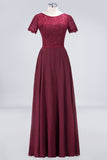 MISSHOW offers A-Line Short-Sleeves Floor-Length Bridesmaid Dress Chiffon Lace Round-Neck Evening Dress at a good price from 100D Chiffon,Lace to A-line Floor-length them. Lightweight yet affordable home,beach,swimming useBridesmaid Dresses.