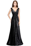 MISSHOW offers A-line Sleeveless Floor-length V-neck Sequins Prom Dresses at a cheap price from Champagne,Black,Silver, Sequined to A-line Floor-length hem. Stunning yet affordable Sleeveless Prom Dresses,Evening Dresses.
