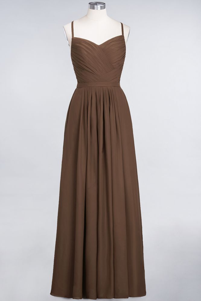 A-Line Spaghetti-Straps Sweetheart Sleeveless Bridesmaid Dress Ruffles Chiffon Evening Maxi Gown | MISSHOW A-Line Spaghetti-Straps Sweetheart Sleeveless Bridesmaid Dress Ruffles Chiffon Evening Maxi Gown | MISSHOW