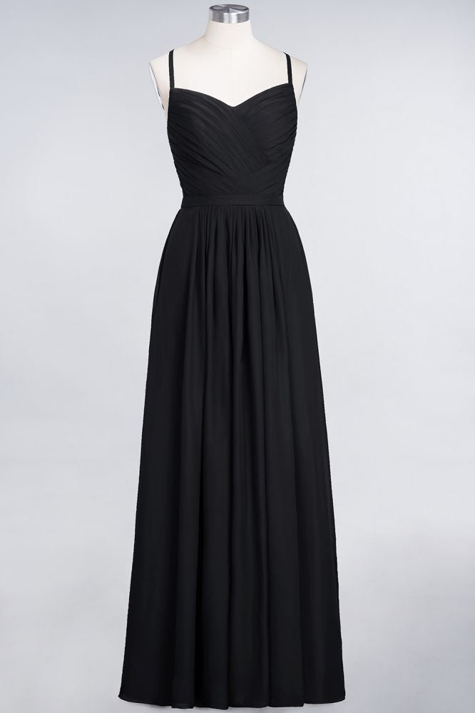 A-Line Spaghetti-Straps Sweetheart Sleeveless Bridesmaid Dress Ruffles Chiffon Evening Maxi Gown | MISSHOW A-Line Spaghetti-Straps Sweetheart Sleeveless Bridesmaid Dress Ruffles Chiffon Evening Maxi Gown | MISSHOW