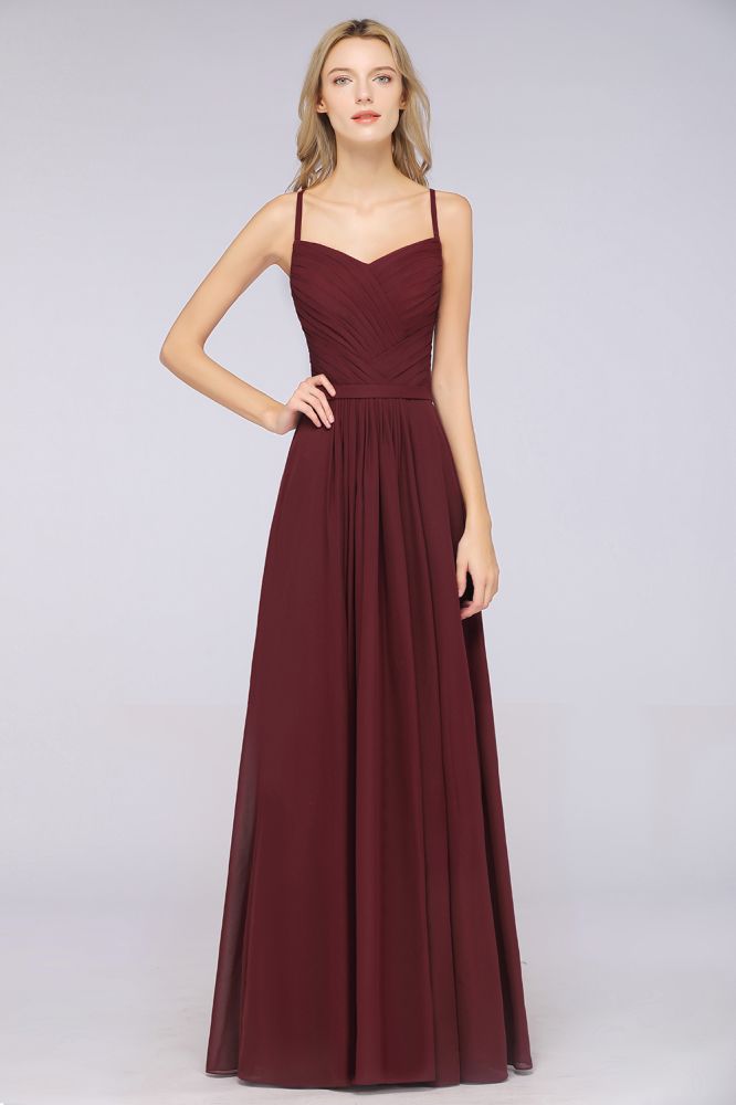 MISSHOW offers A-Line Spaghetti-Straps Sweetheart Sleeveless Bridesmaid Dress Ruffles Chiffon Evening Maxi Gown at a good price from 100D Chiffon to A-line Floor-length them. Lightweight yet affordable home,beach,swimming useBridesmaid Dresses.
