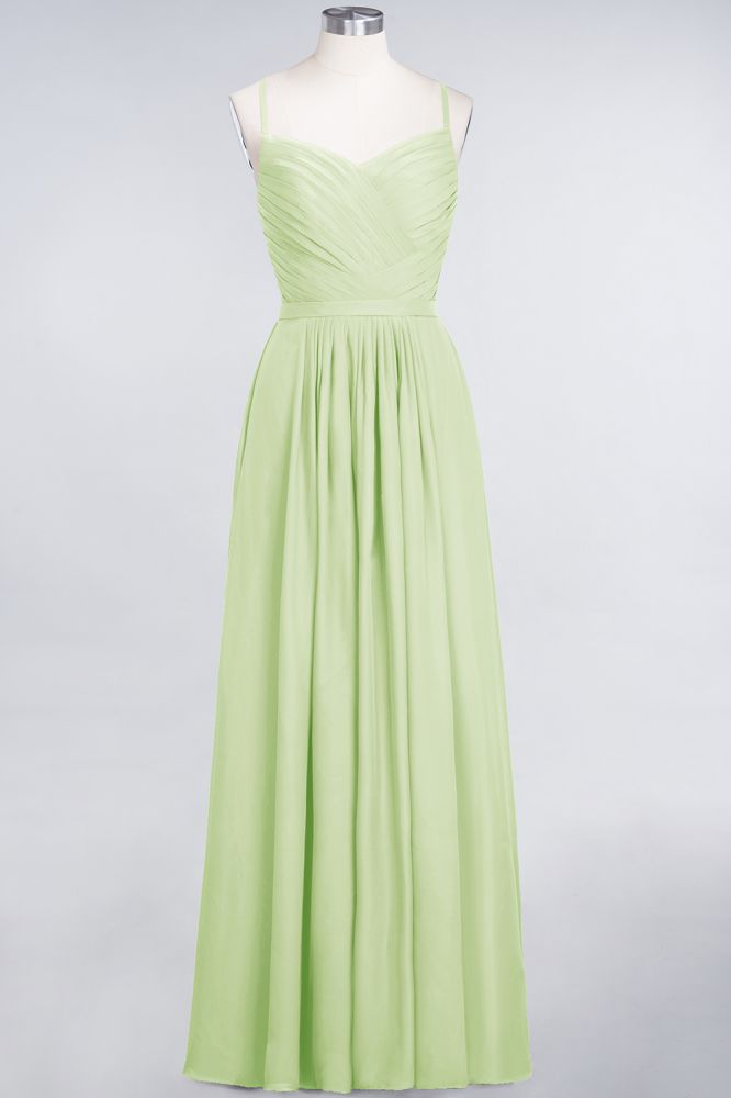 MISSHOW offers A-Line Spaghetti-Straps Sweetheart Sleeveless Bridesmaid Dress Ruffles Chiffon Evening Maxi Gown at a good price from 100D Chiffon to A-line Floor-length them. Lightweight yet affordable home,beach,swimming useBridesmaid Dresses.