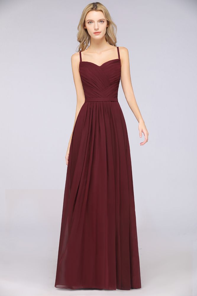 MISSHOW offers A-Line Spaghetti-Straps Sweetheart Sleeveless Bridesmaid Dress Ruffles Chiffon Evening Maxi Gown at a good price from 100D Chiffon to A-line Floor-length them. Lightweight yet affordable home,beach,swimming useBridesmaid Dresses.