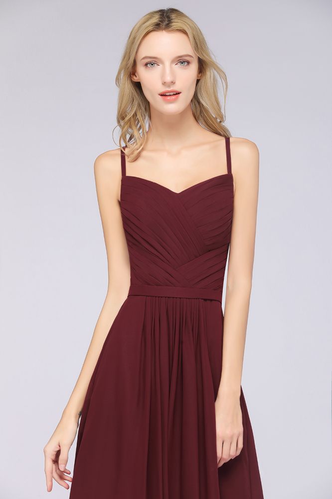 MISSHOW offers A-Line Spaghetti-Straps Sweetheart Sleeveless Bridesmaid Dress Ruffles Chiffon Evening Maxi Gown at a good price from 100D Chiffon to A-line Floor-length them. Lightweight yet affordable home,beach,swimming useBridesmaid Dresses.