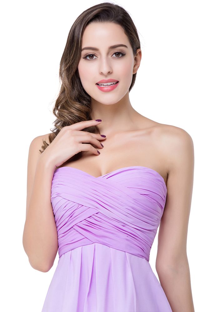MISSHOW offers A-line Strapless Chiffon Bridesmaid Dress with Draped at a cheap price from Same as Picture, 100D Chiffon to A-line Mini hem. Stunning yet affordable Sleeveless Prom Dresses,Homecoming Dresses,Bridesmaid Dresses.