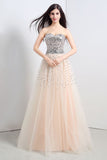 A-line Strapless Tulle Party Dress With  Sequined