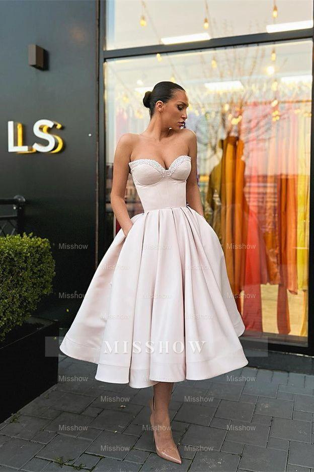 A-Line Sweetheart Short Prom Dresses with Beadings A-Line Sweetheart Short Prom Dresses with Beadings