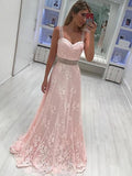 A-Line Sweetheart Sleeveless Floor-Length With Applique Satin Prom Dresses