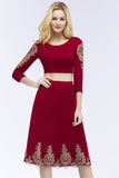 MISSHOW offers A-line Two-piece Plus Size Tea Length Long Sleeves Appliques Homecoming Dresses at a cheap price from Burgundy, Stretch Satin to A-line,Two Pieces Tea-length hem. Stunning yet affordable 3/4-Length Sleeves Prom Dresses,Homecoming Dresses.