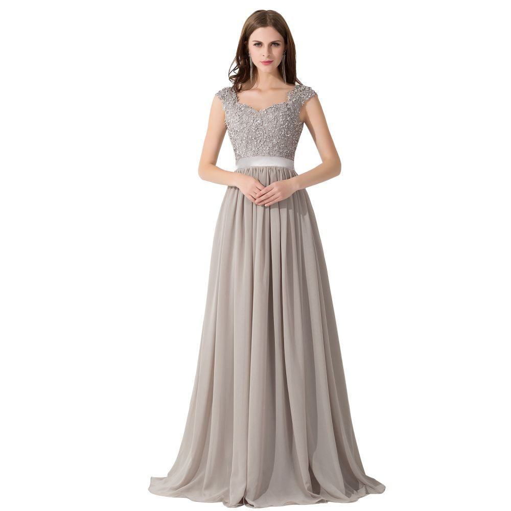 A-line V Neck Chiffon Bridesmaid Dress with Appliques | MISSHOW misshow.com A-line V Neck Chiffon Bridesmaid Dress with Appliques | MISSHOW misshow.com