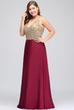 MISSHOW offers gorgeous Red V-neck party dresses with delicately handmade Beading,Appliques in size 0-26W. Shop Floor-length prom dresses at affordable prices.