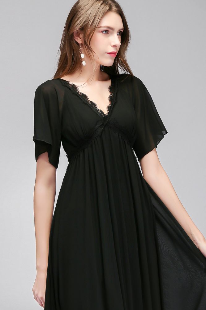 short black chiffon bridesmaid dresses Black Beaded Embellished Sweetheart Short Chiffon Bridesmaid Dress