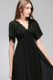 MISSHOW offers A-line V-neck Short Sleeves Long Black Chiffon Bridesmaid Dress at a good price from Black,100D Chiffon to A-line Floor-length them. Stunning yet affordable Short Sleeves Bridesmaid Dresses.