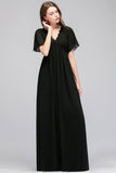 MISSHOW offers A-line V-neck Short Sleeves Long Black Chiffon Bridesmaid Dress at a good price from Black,100D Chiffon to A-line Floor-length them. Stunning yet affordable Short Sleeves Bridesmaid Dresses.