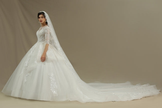 A-line Wedding dress | Wedding dresses with sleeves-misshow.com