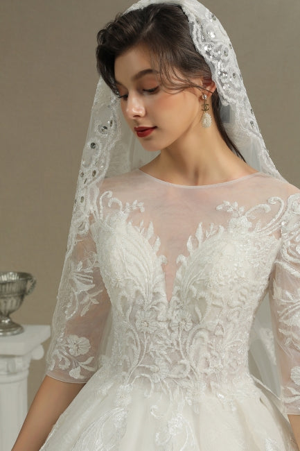 A-line Wedding dress | Wedding dresses with sleeves-misshow.com