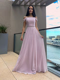A-Line/Elegant Chiffon Beading Straps Sleeveless Floor-Length Prom Dresses