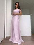 A-Line/Elegant Chiffon Beading Straps Sleeveless Floor-Length Prom Dresses