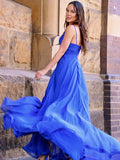 A-Line/Elegant Chiffon Ruched Spaghetti Straps Sleeveless Prom Dresses