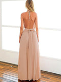 A-Line/Elegant Halter Sleeveless Floor-Length Chiffon Prom Dresses