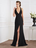A-Line/Elegant Halter Sleeveless Long Chiffon Prom Dresses