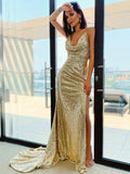 A-Line/Elegant Ruched Sequins Sleeveless Halter Prom Dresses