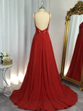 A-Line/Elegant Sleeveless Halter Chiffon Applique Prom Dresses