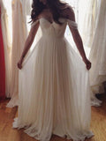A-Line/Elegant Sleeveless Off-the-Shoulder Beading Floor-Length Chiffon Prom Dresses