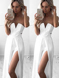 A-Line/Elegant Sleeveless Strapless Floor-Length Stretch Crepe Ruched Prom Dresses