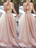A-Line/Elegant Sweetheart Sleeveless Beading Tulle Prom Dresses