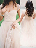 A-Line/Elegant Sweetheart Sleeveless Floor-Length Ruched Chiffon Prom Dresses