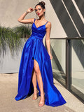 A-Line/Elegant V-neck Taffeta Ruffles Sleeveless Asymmetrical Prom Dresses