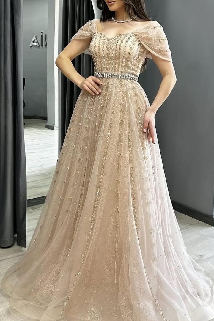 Off the Shoulder Strapless Sleeveless Long Formal Dress With Beading