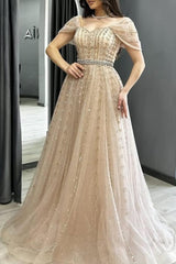 Off the Shoulder Strapless Sleeveless Long Formal Dress With Beading
