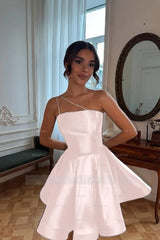 One Shoulder Sleeveless Short A Line Formal Dress With Pleated